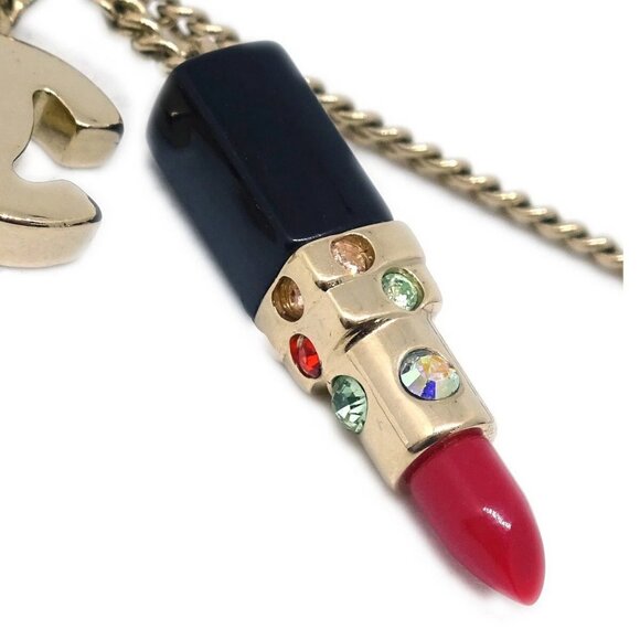 Chanel Lipstick Gold CC Pendant Necklace 04A 163446 - Picture 3 of 4